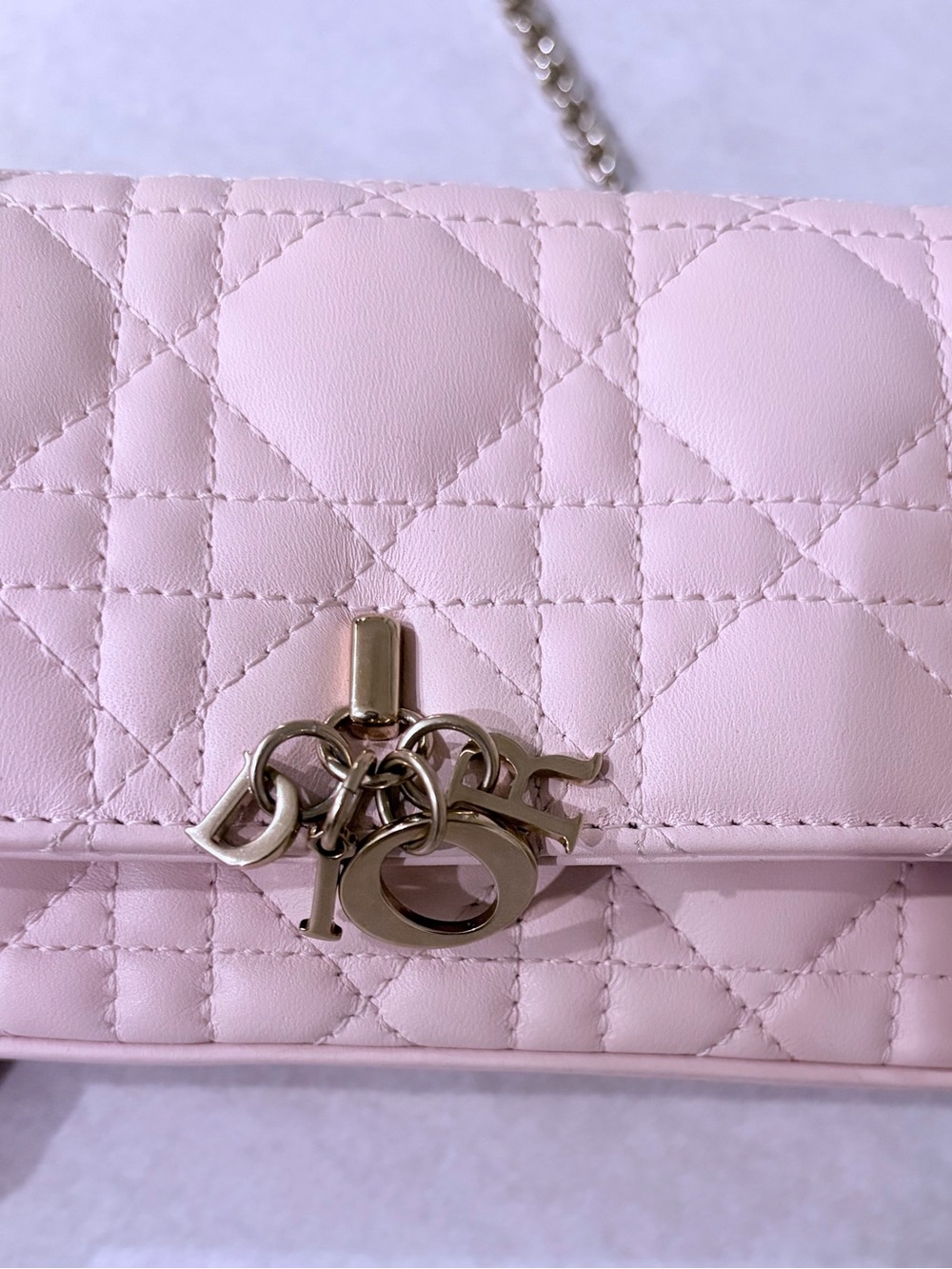 NWT- Dior Powder Pink Cannage Lambskin Crossbody, Full inclusion.